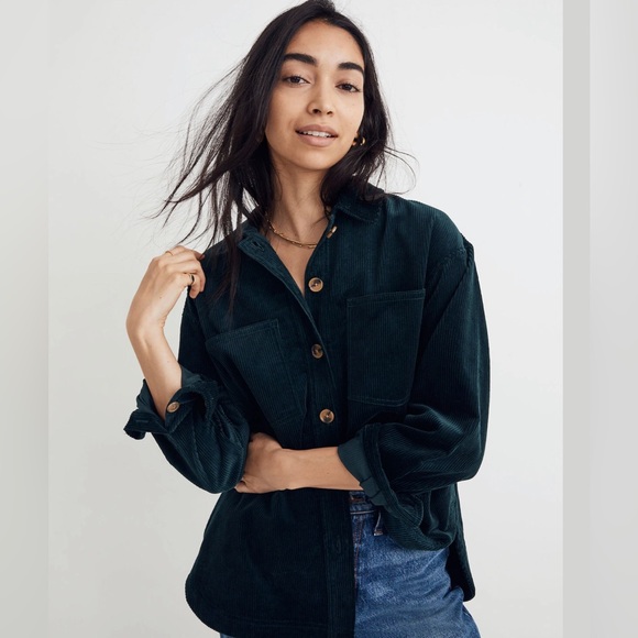 Madewell Jackets & Blazers - Madewell Corduroy Kentwood Oversized Shirt-Jacket Dark Green Size M